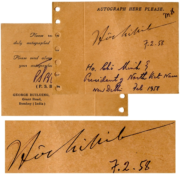 Ho Chi Minh Autograph From 1958 as President of North Vietnam